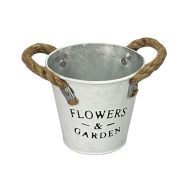 Fehér bádog kaspó 11x10cm – kosárfonáshoz, dekorációhoz