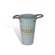 Bordázott bádog váza kék 15x25cm – kosárfonáshoz, dekorációhoz