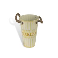 Bordázott bádog váza krém 15x25cm – kosárfonáshoz, dekorációhoz