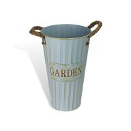 Bordázott bádog váza kék 18x30cm – kosárfonáshoz, dekorációhoz