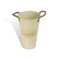 Bordázott bádog váza krém 18x30cm – kosárfonáshoz, dekorációhoz