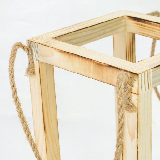 Dekorálható fa lanterna nyitott tetővel 15x15x28cm – karácsonyi dekorációhoz és ünnepi díszítéshez – Papelito.hu