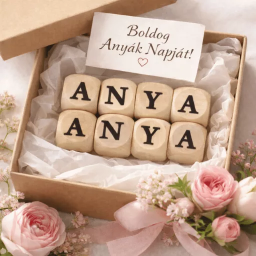  Nyomtatott fa  dobókocka natúr - ANYA felirattal 2szett/csomag