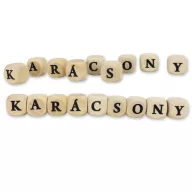    Nyomtatott fa  dobókocka natúr - KARÁCSONY felirattal 2szett/csomag