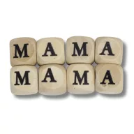     Nyomtatott fa  dobókocka natúr - MAMA felirattal 2szett/csomag