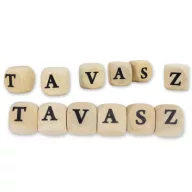   Nyomtatott fa  dobókocka natúr - TAVASZ felirattal 2szett/csomag – húsvéti dekorációhoz