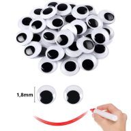 Mozgó szem, kerek 1,8cm 100db/cs – kreatív dekorációhoz – kreatív hobby projektekhez és dekorációhoz – Papelito.hu