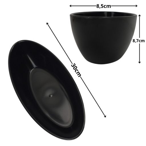 Fekete dekor tál 30x8,5cm – kosárfonáshoz, dekorációhoz