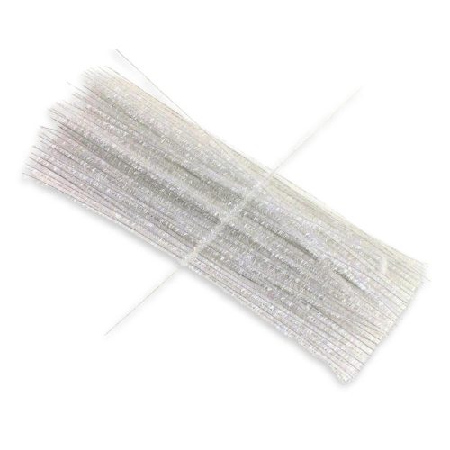 Csillámos zsenília drót - fehér 100db/cs