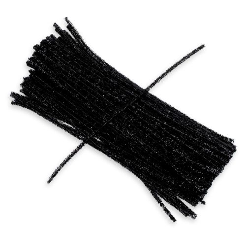 Csillámos zsenília drót - fekete 100db/cs