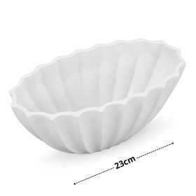 Fehér dekor tál bordás 23x12x10cm