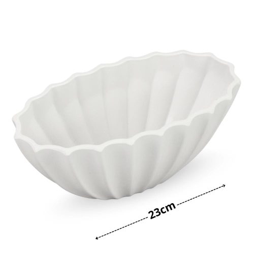 Fehér dekor tál bordás 23x12x10cm