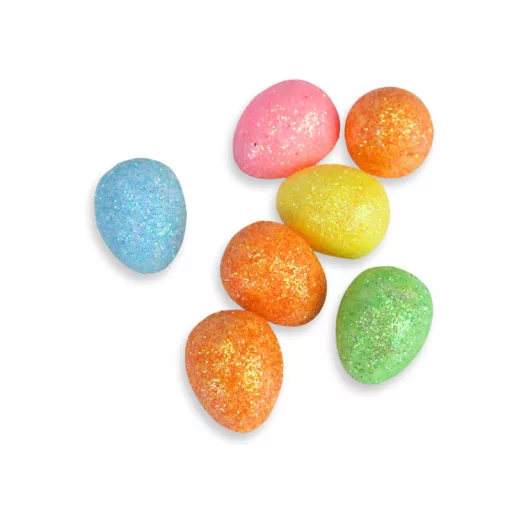 Csillámos polisztirol tojás vegyes színek 1,5*1,8cm 100db/cs – húsvéti dekorációhoz