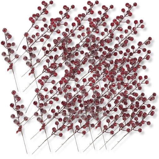  Havas piros bogyós ág 50db/csomag 72/# – virágdekorációhoz, koszorúhoz