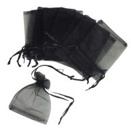 Organza tasak fekete 12db/cs – kreatív dekorációhoz