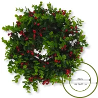 Koszorú piros bogyókkal 39cm 100/# – ajtódíszhez, koszorúalapnak