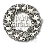 Ajtókopogtató "Már vártalak" 30cm – koszorúkészítéshez