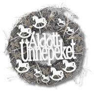 Ajtókopogtató "Áldott Ünnepeket" szürke 30cm – koszorúkészítéshez