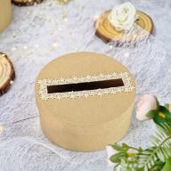 Esküvői persely natur csipkés 20cm – esküvői dekorációhoz