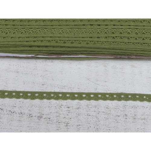 Oliva pamut csipke 1cm*20méter