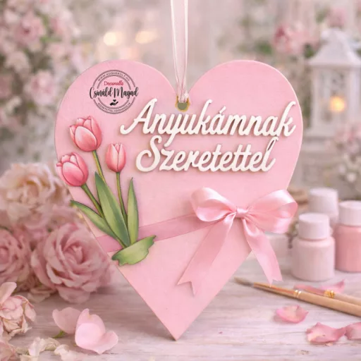 Csináld magad - Anyák napi szív "Anyukámnak Szeretettel" – anyák napi dekorációhoz