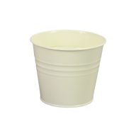 Bádog kaspó fényes - krém 17x15cm – kosárfonáshoz, dekorációhoz