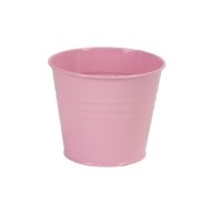 Bádog kaspó fényes - rózsaszín 17x15cm – kosárfonáshoz, dekorációhoz