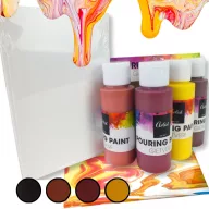 Pouring festék szett 4x60ml, 2db vászon táblával 10x15cm 36/# – kreatív festéshez