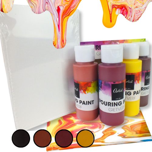 Pouring festék szett 4x60ml, 2db vászon táblával 10x15cm 36/#