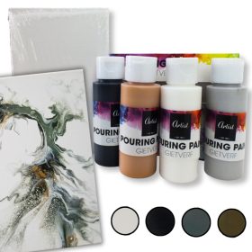   Pouring festék szett 4x60ml, 2db vászon táblával 10x15cm 36/#