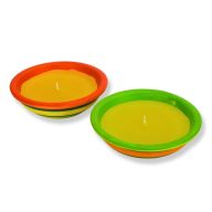 1db Citronella gyertya agyag tálban 11,5x3,2cm – ajtódíszhez, koszorúalapnak