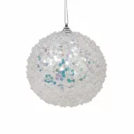 Fehér glitteres karácsonyfadísz 10cm 48/#