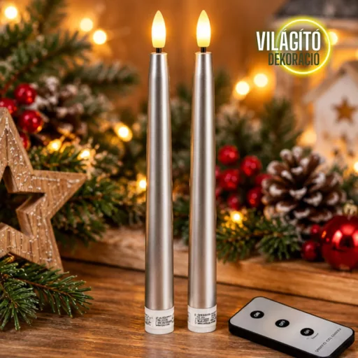 Led vacsoragyertya 2db - ezüst - élethű láng/időzítős 