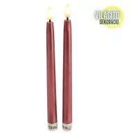   Led vacsoragyertya 2db - metál bordó - élethű láng/időzítős