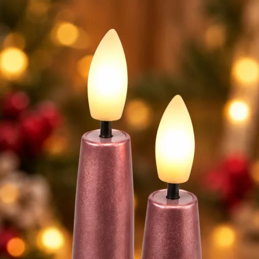 Led vacsoragyertya 2db - metál bordó - élethű láng/időzítős