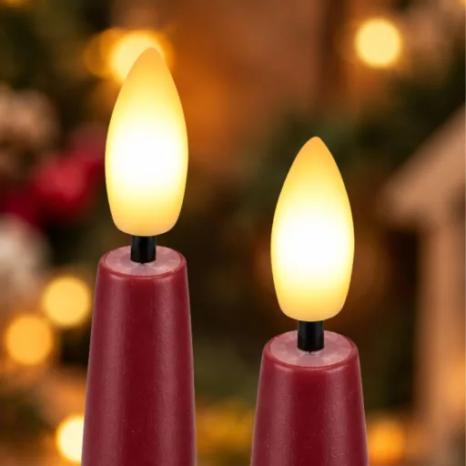 Led vacsoragyertya 2db - bordó - élethű láng/időzítős