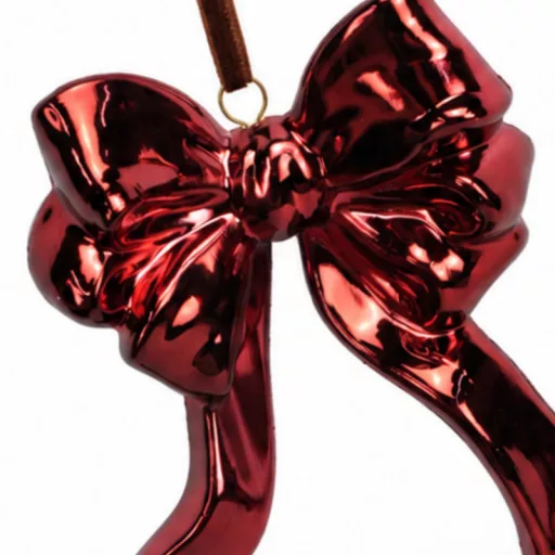 Karácsonyi dísz - masni 9cm - bordó-sima