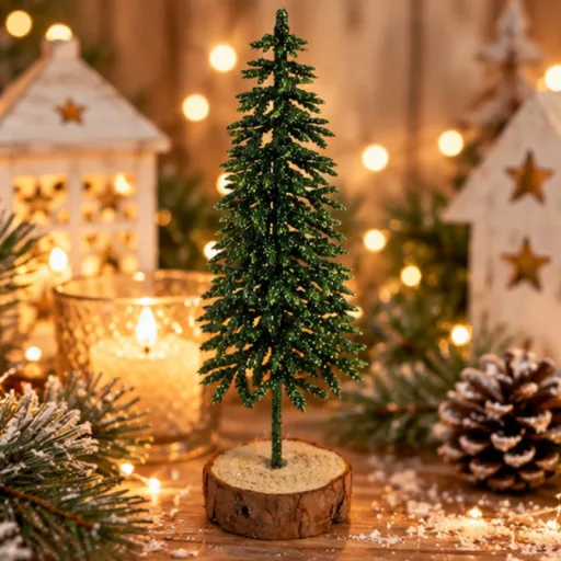 Karcsú dekorfenyő 18cm glitteres világoszöld 