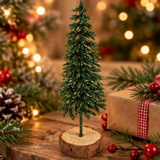  Karcsú dekorfenyő 18cm glitteres világoszöld 