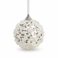 Fehér glitteres karácsonyfadísz 8cm