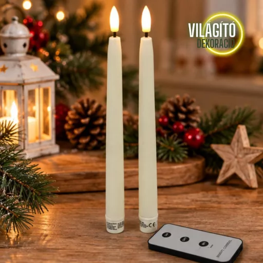 Led vacsoragyertya 2db - fehér - élethű láng/időzítős 