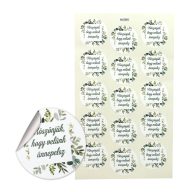 Matrica - köszönjük, hogy velünk... - zöld leveles 15db/lap – esküvői dekorációhoz