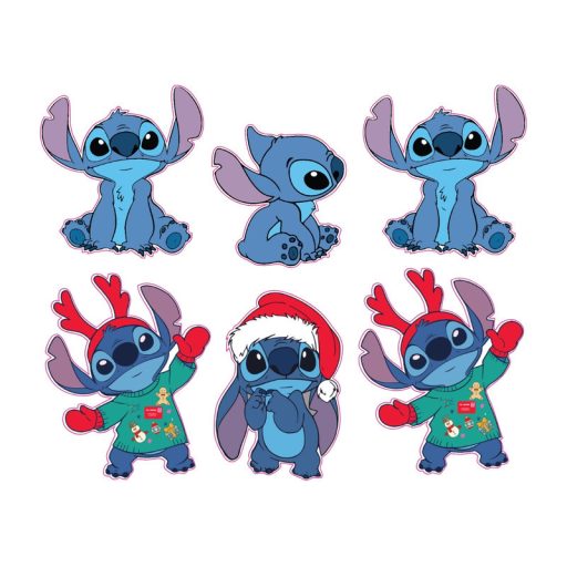 Matrica - Stitch figurák 15db/lap – karácsonyi dekorációhoz