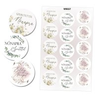 Matrica - Boldog nőnapot kerek matricák - pasztell 15db/lap – húsvéti dekorációhoz