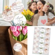 Matrica - Anyák napi kerek matricák - pasztell 15db/lap – anyák napi dekorációhoz