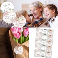 Matrica - Anyák napi kerek matrica Dédimama - pasztell 15db/lap – anyák napi dekorációhoz