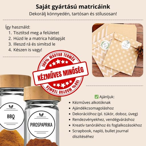 Matrica - Fűszerek extra 3cm 28db/lap – kreatív hobby projektekhez
