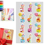 Matrica - Sonny angel - Happy birthday 12db/lap – kreatív hobby projektekhez