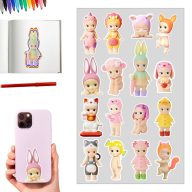 Matrica - Sonny angel - Rózsaszín 12db/lap – kreatív hobby projektekhez