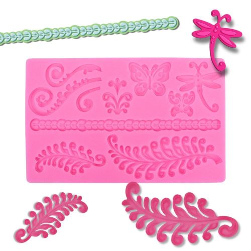 Szilikon nyomóforma - indák & lepkék